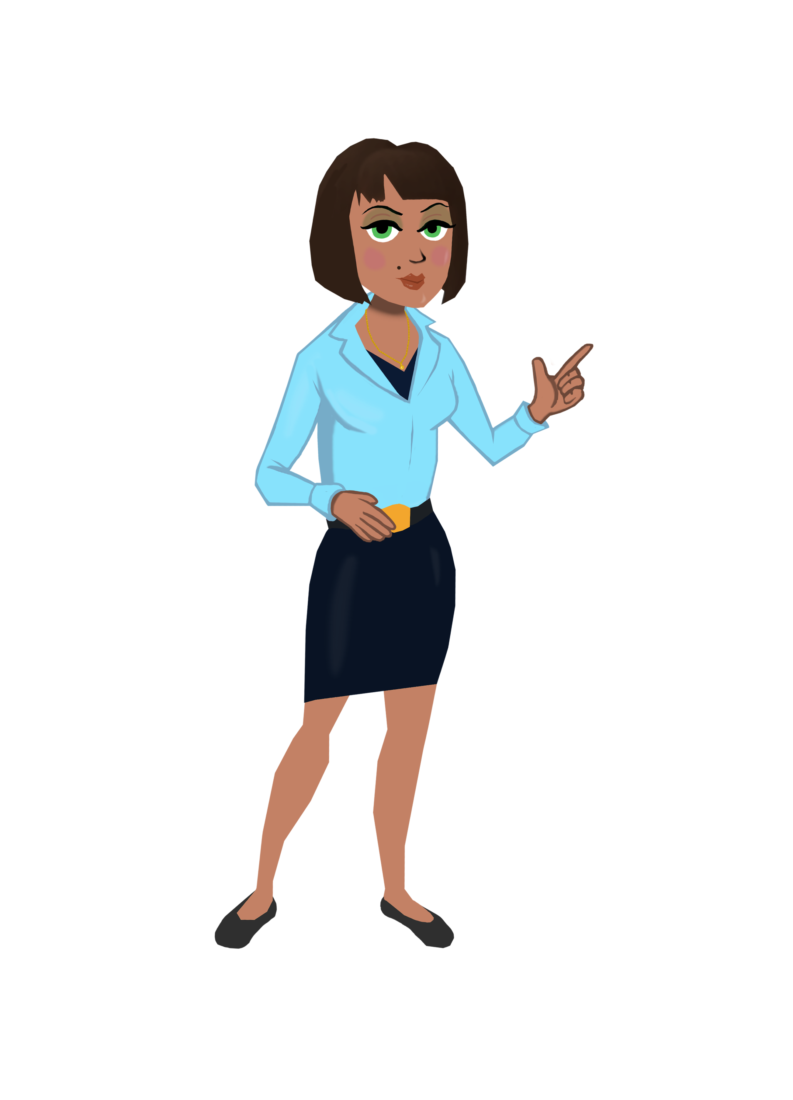 48 lady blue shirt short hair2